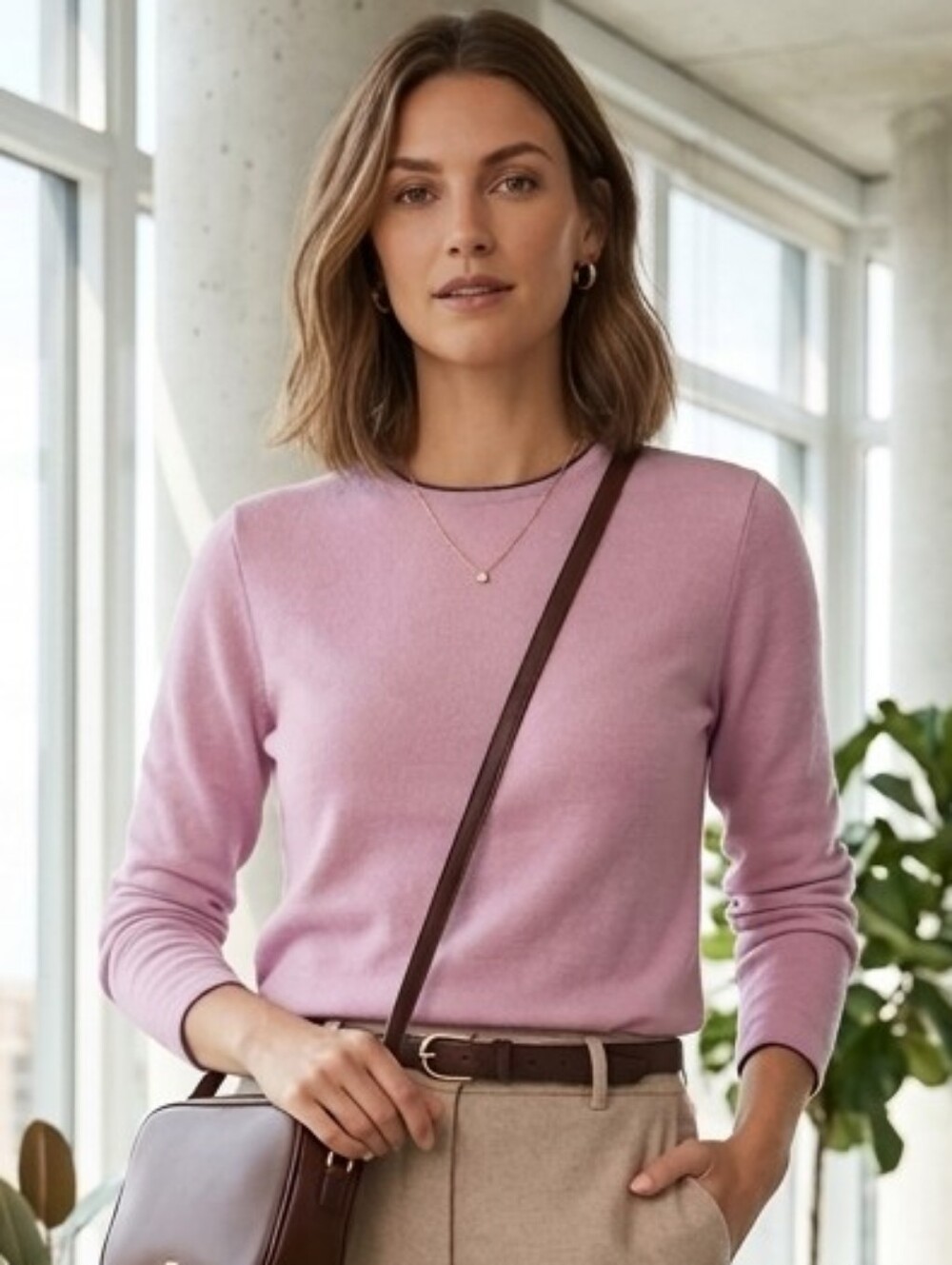 Pink Wool Blend Crewneck Sweater | Size 10 | LUCIA | Made in Germany